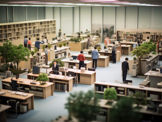 働くビジネスマンのジオラマ風景