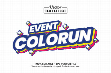 Event Color run sport, Editable Text effect Premium Vector
