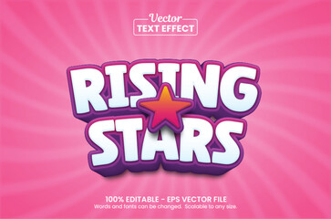 Editable text effect Rising Stars 3d template style premium vector