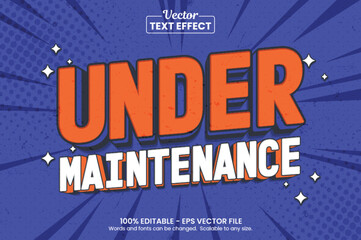 Fototapeta premium Editable text effect Under Maintenance 3d cartoon template style premium vector