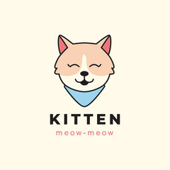 cute cat cartoon drawing animal pet kitty adorable mammal happy logo design vector graphic illustration
