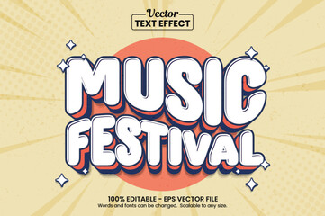Editable text effect - Music Fest Vintage Cartoon template style premium vector