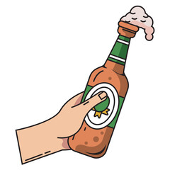 hand with beer bottle