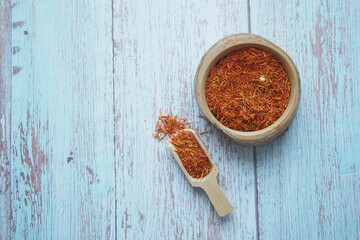 chili flakes in a bowl on table 