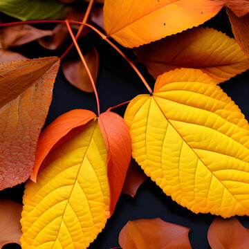 Autumn picture, leaves fall abstract background, leaf random element outdoor