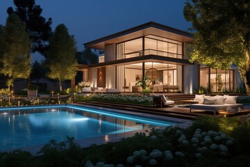 Fototapeta premium Luxury villa with pool.