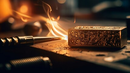 Enchanting Glow: Captivating Flames Ignite a Nostalgic, Vintage Atmosphere with Candlelight, Fire, and Old-world Charm, generative AI