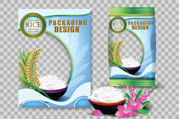 Rice Thailand food Logo Products and Fabric Background Thai Arts,  banner and poster template design rice food