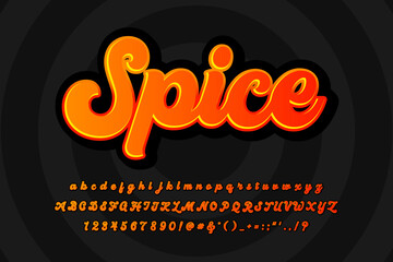 Spice 3D font and alphabet for poster, sticker vector