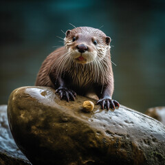 Fototapeta premium Generative AI cute and adorable otter in a different place and different style