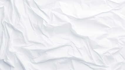 White paper is crumpled. Background for various purposes. Blank white crumpled and creased paper poster texture background. White empty leaf of crumpled paper.
