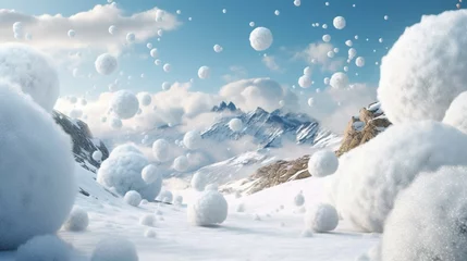 Foto op Canvas Avalanche of snowballs Generative Ai © Abonti