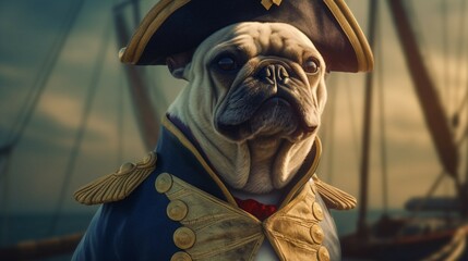 Dog in a sailors outfit Generative Ai - obrazy, fototapety, plakaty