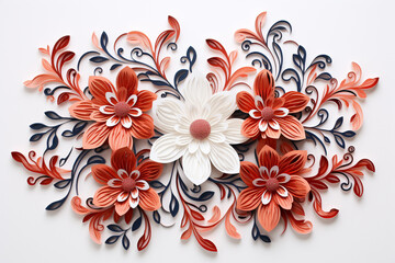 Paper cut flowers and leaves, Fresh spring nature background. Floral banner, poster, flyer template with copy space.