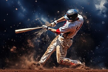 Fototapeta premium Baseball player hitting a home run.