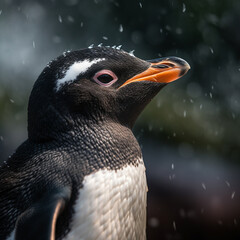 Naklejka premium Generative AI Cute and adorable penguin in a different style and place