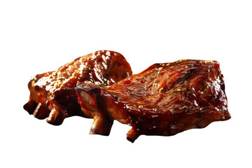 Yummy and delicious spicy marinated ribs  isolated on transparent background