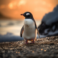 Fototapeta premium Generative AI Cute and adorable penguin in a different style and place