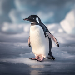 Generative AI Cute and adorable penguin in a different style and place