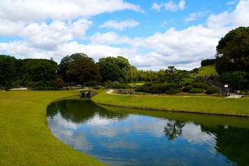 Fototapeta na wymiar Landscape in The Traditional Japanese Garden (Korakuen)