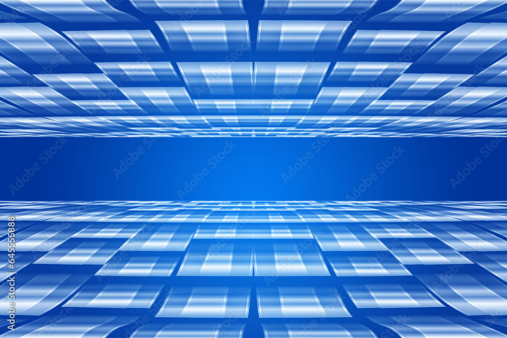 Poster the blue square rapidly extends lengthwise with a spatially textured background
