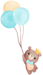 Cute teddy bear boy with balloons