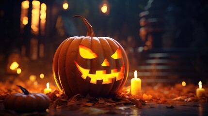 Obraz premium halloween pumpkin with candles