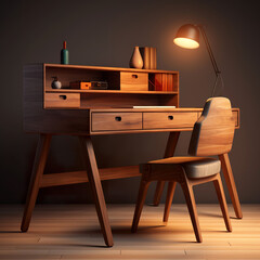 Minimalist woodern warm tone desk work