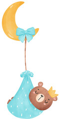 Cute baby shower bear watercolor