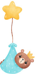 Cute baby shower bear watercolor