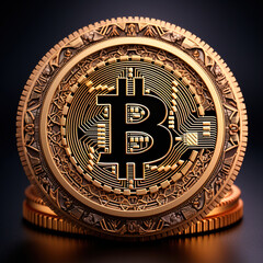 Fototapeta na wymiar golden coin with bitcoin sign