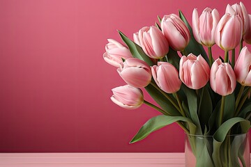 pink tulips in vase