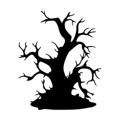 halloween tree ,tree devil scary scary halloween illustration vector 