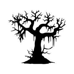 halloween tree ,tree devil scary scary halloween illustration vector 
