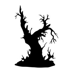halloween tree ,tree devil scary scary halloween illustration vector 