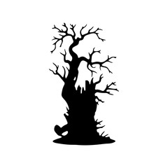 halloween tree ,tree devil scary scary halloween illustration vector 