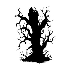 halloween tree ,tree devil scary scary halloween illustration vector 