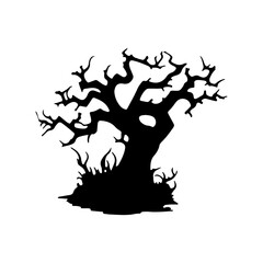 halloween tree ,tree devil scary scary halloween illustration vector 