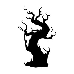 halloween tree ,tree devil scary scary halloween illustration vector 
