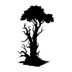 halloween tree ,tree devil scary scary halloween illustration vector 