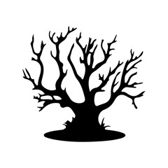 halloween tree ,tree devil scary scary halloween illustration vector 