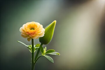 Fototapeta premium yellow rose on green background