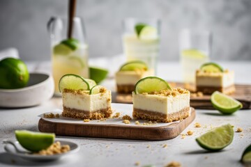 Lime Cheesecake Bars. White kitchen. Bright and airy