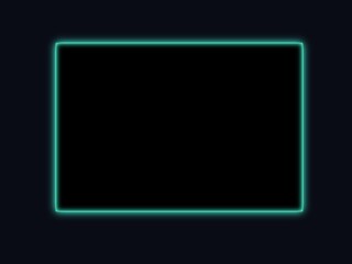 screen looping animated background. Neon frame, reflecting blue and green light with a square frame. on a black background