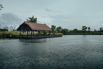 Naklejka premium house on the river