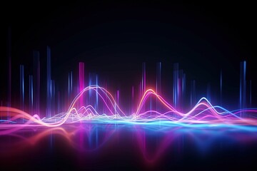Fototapeta premium abstract futuristic background with pink blue glowing neon moving high speed wave lines and bokeh lights. Data transfer concept Fantastic wallpaper