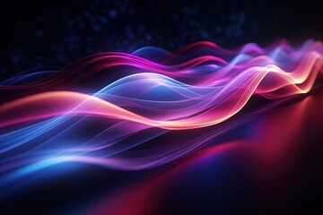 Obraz premium abstract futuristic background with pink blue glowing neon moving high speed wave lines and bokeh lights. Data transfer concept Fantastic wallpaper