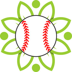 Flower clover with baseball ball inside