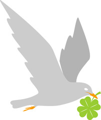 White dove with green clover