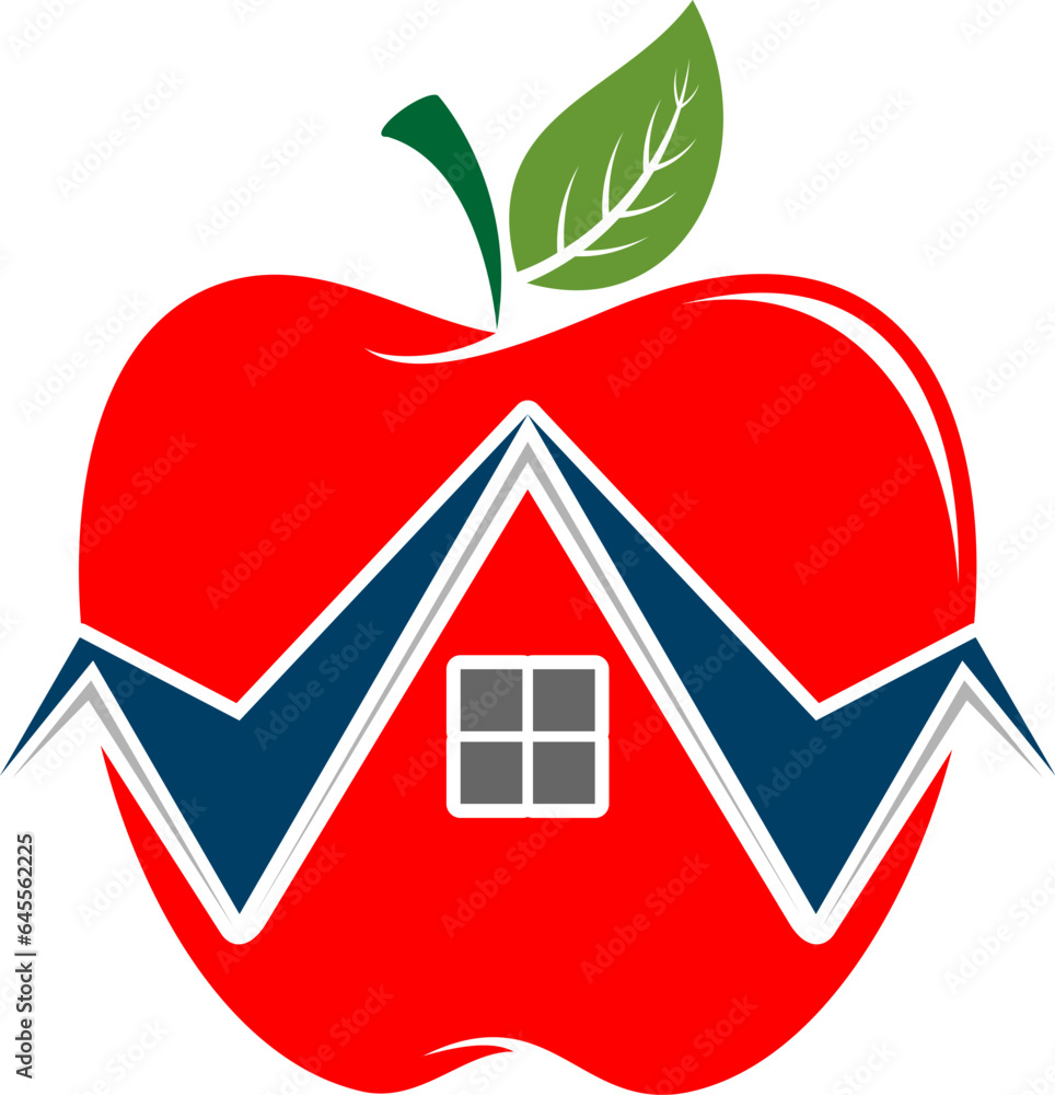 Sticker Apple with house roof inside